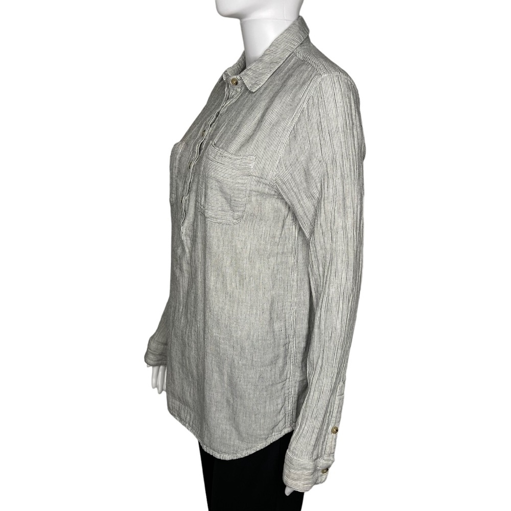 Marine Layer Stripe Quarter Button Up Long Sleeve L - Picture 4 of 6